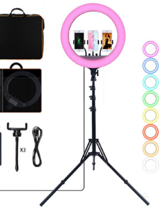 Ring Light 18 Pol RGB Profissional Suporte + Mala + Comando
