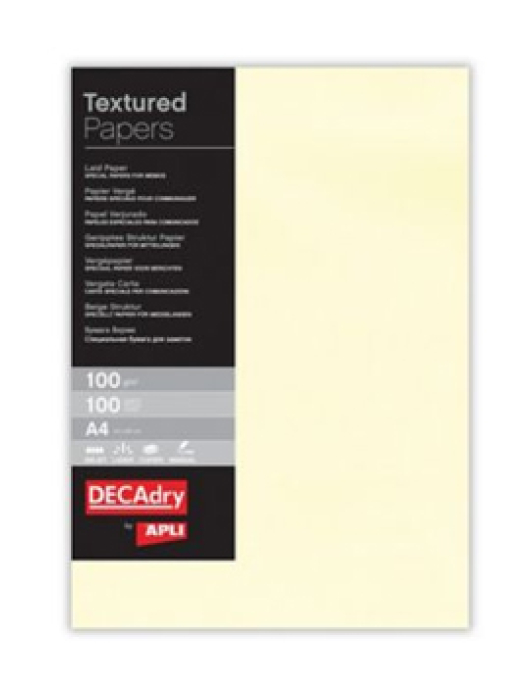 Papel A4 Verge 100g Apli Creme 100 Folhas