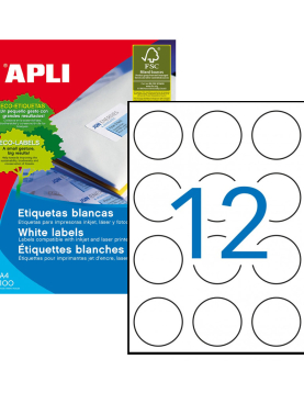 Etiquetas Redondas 60mm Branco Apli 1200un
