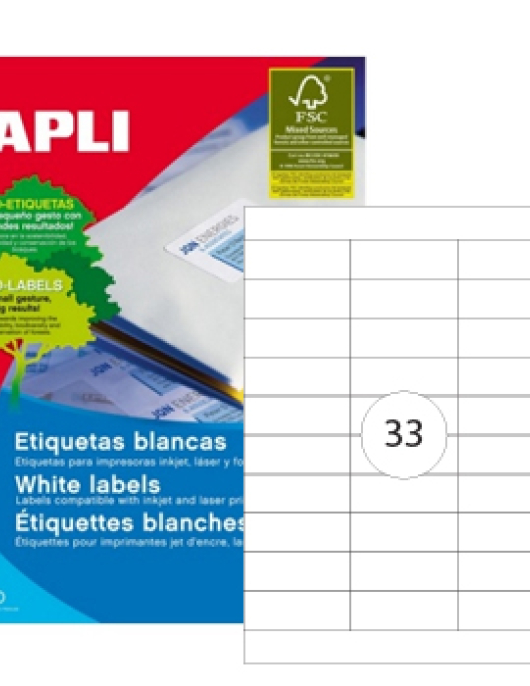 Etiquetas 070x025,4mm 100Fls 01270 Apli 3300un