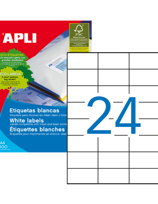 Etiquetas 070x037mm 100Fls 01273 Apli 2400un