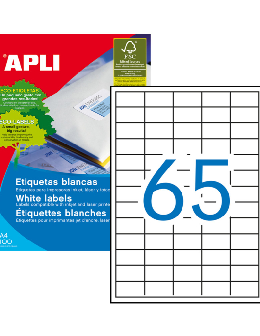 Etiquetas 038x021,2mm 100Fls 01283 Apli 6500un