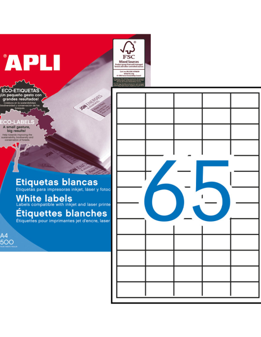 Etiquetas 038x021,2mm 500Fls A4 01776 Apli 32500un