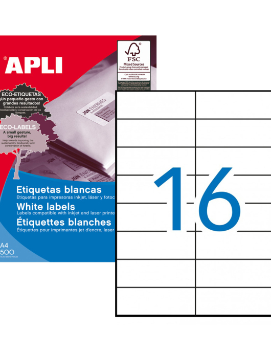 Etiquetas 105x037mm 500Fls A4 Apli 8000un
