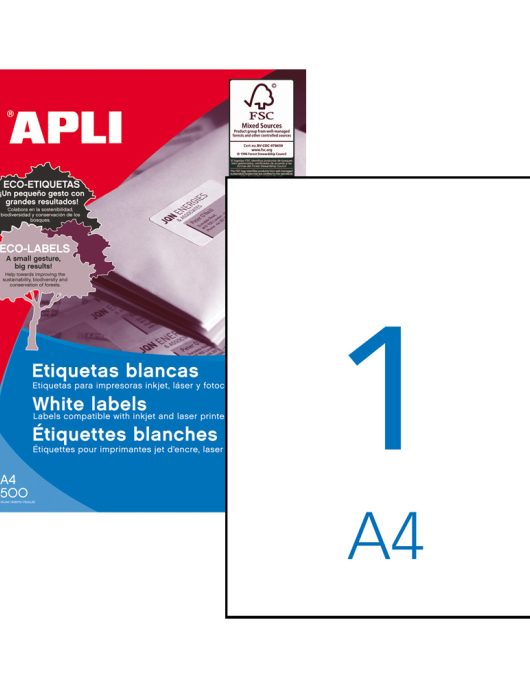 Etiquetas 210x297 Apli 500 Folhas A4 500un