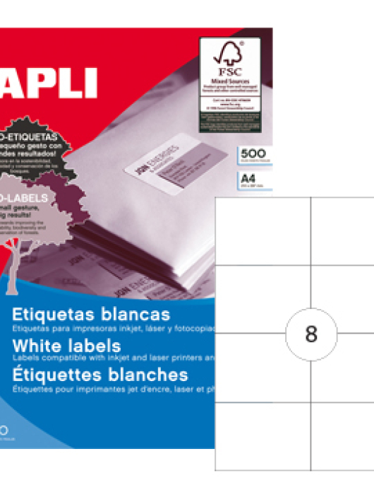 Etiquetas 105x074mm 500Fls A4 Apli 4000un