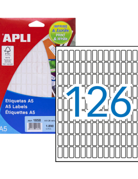 Etiquetas 008x020mm 15Fls A5 01858 Apli 1890un