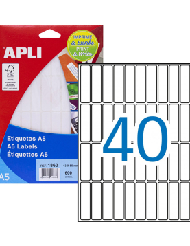 Etiquetas 013x050mm 15Fls A5 01863 Apli 600un
