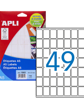 Etiquetas 019x027mm 33Fls A5 01865 Apli 735un