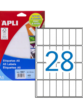 Etiquetas 020x050mm 15Fls A5 01867 Apli 420un