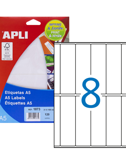 Etiquetas 031x100mm 15Fls A5 01873 Apli 120un