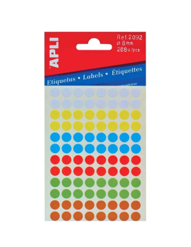Etiquetas Redondas 08mm Sortido Apli 288un