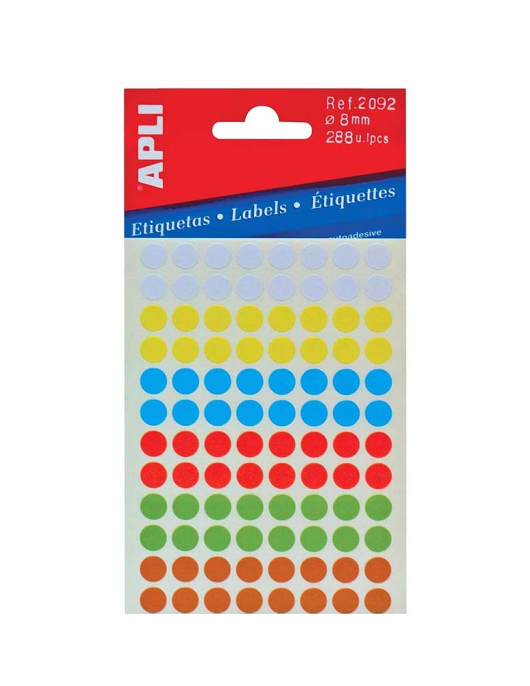 Etiquetas Redondas 08mm Sortido Apli 288un