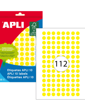 Etiquetas Redondas 10mm Amarelo 1008un