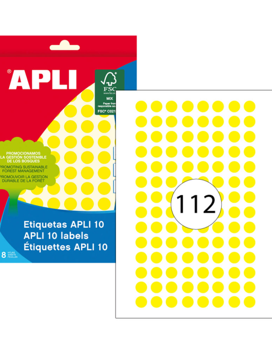 Etiquetas Redondas 10mm Amarelo 1008un