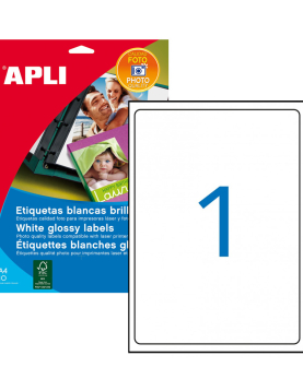Etiquetas 199,6x289,1mm  Laser/Copia Branco Glossy Apli 10u