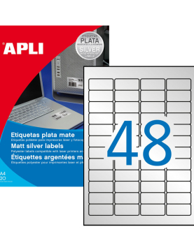 Etiquetas 045,7x021,2mm 20Fls A4 Prata Apli 960un