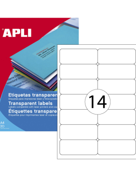 Etiquetas 099,1x038,1mm 20Fls A4 Transparente Apli 280un