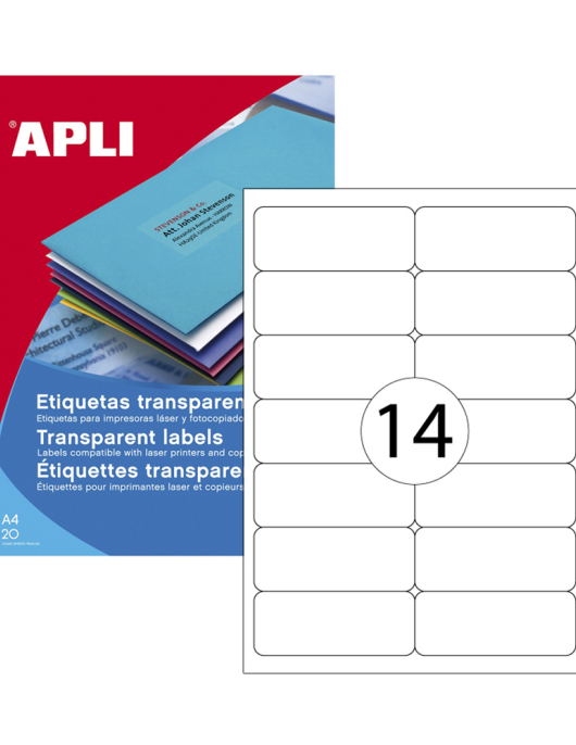 Etiquetas 099,1x038,1mm 20Fls A4 Transparente Apli 280un