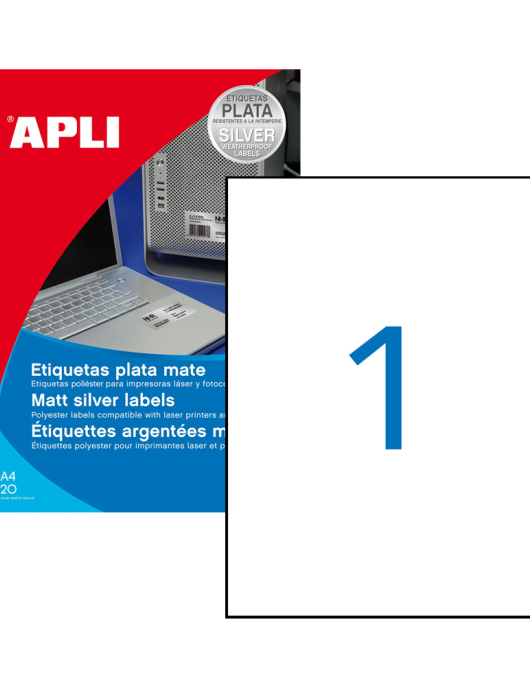 Etiquetas Resistentes 210x297mm 20Fls Poliester Mate 20un