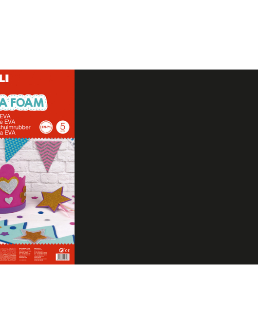 Placa de Goma EVA 40x60cm 2mm Preto 5Fls