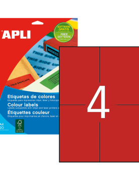 Etiquetas 105x148mm 20Fls A4 Vermelho 80un