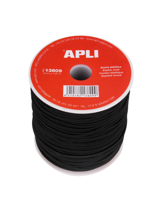 Elástico Fio Bobine Apli Preto 2mmx100m 1un