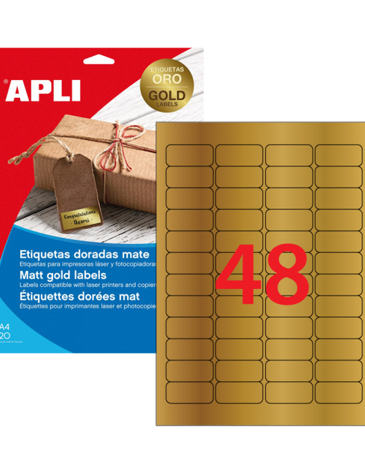 Etiquetas 045,7x021,2mm 20Fls A4 Dourado Apli 960un