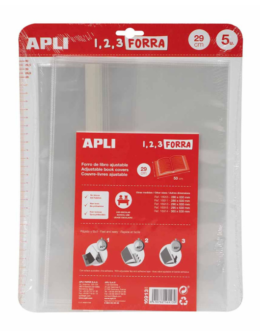 Forra Livros Ajustável 290x530mm 75mic Apli 5un