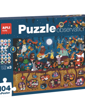 Jogo Educativo Puzzle Apli Observação do Bosque 104 Peças