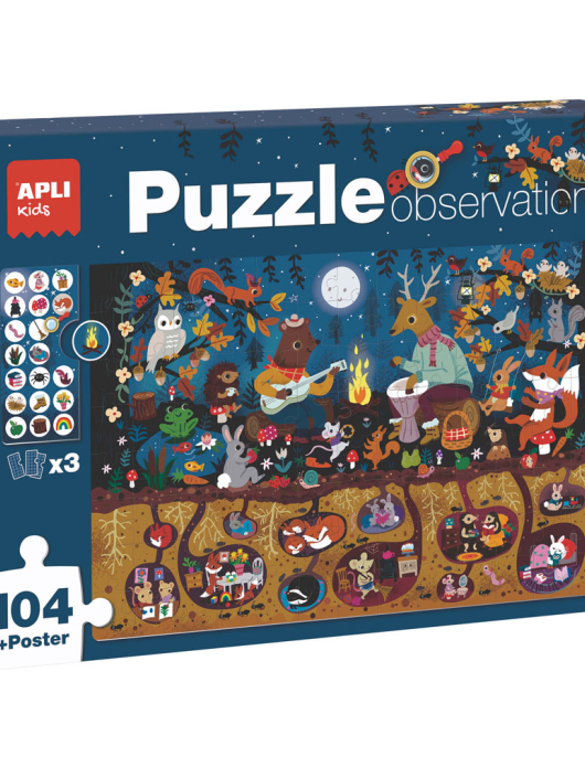 Jogo Educativo Puzzle Apli Observação do Bosque 104 Peças