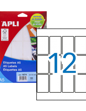 Etiquetas 034x053mm 15Fls A5 Apli 180un