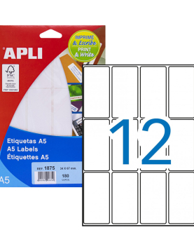 Etiquetas 034x067mm 15Fls A5 Apli 180un