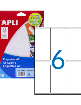 Etiquetas 049x100mm 15Fls A5 Branco Apli 102un