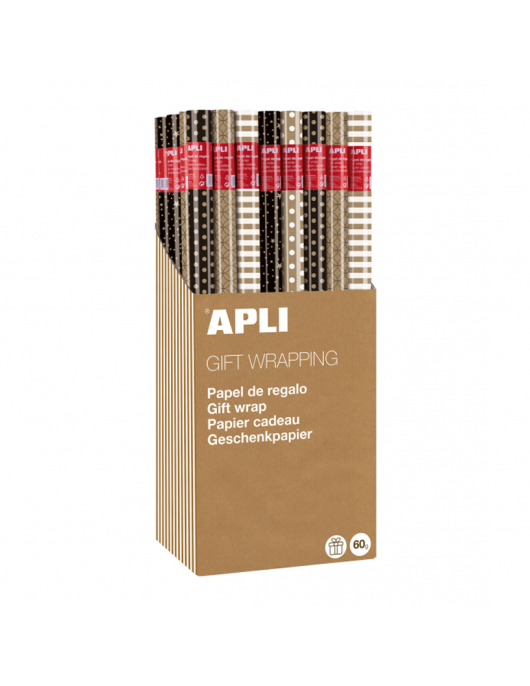 Papel Embrulho 70cmx2m Kraft Black & White Expositor 55un