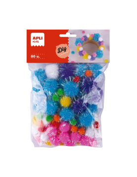 Pom Pom Glitter Apli Cores Sortidas 80un