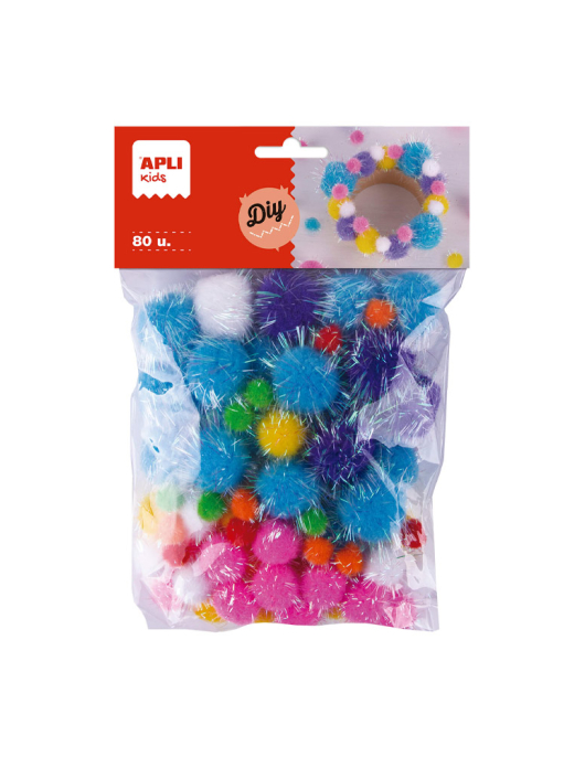 Pom Pom Glitter Apli Cores Sortidas 80un