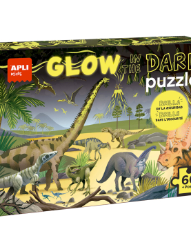 Jogo Educativo Puzzle Apli Fluor Dinossauros 60 Peças
