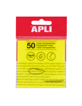 Bloco Notas Aderentes 075x075mm Film Apli Amarelo Transp 50F