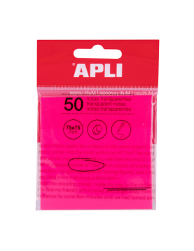 Bloco Notas Aderentes 075x075mm Film Apli Rosa Transp 50Fls
