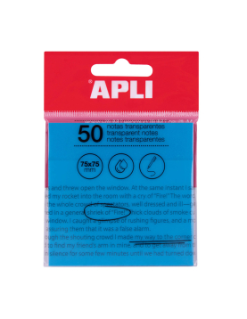 Bloco Notas Aderentes 075x075mm Film Apli Azul Transp 50Fls