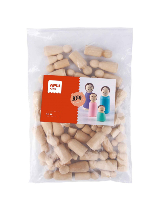 Bonecos Madeira (Manualidades) Apli Cor Natural 48un