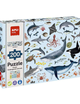 Jogo Educativo Puzzle Apli Animais Ameaçados Oceano 200Peças