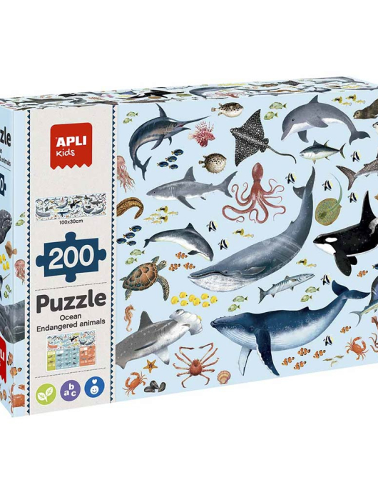 Jogo Educativo Puzzle Apli Animais Ameaçados Oceano 200Peças