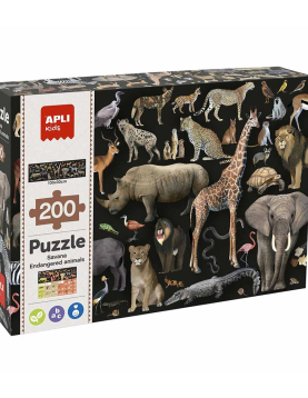 Jogo Educativo Puzzle Apli Animais Ameaçados Savana 200Peças