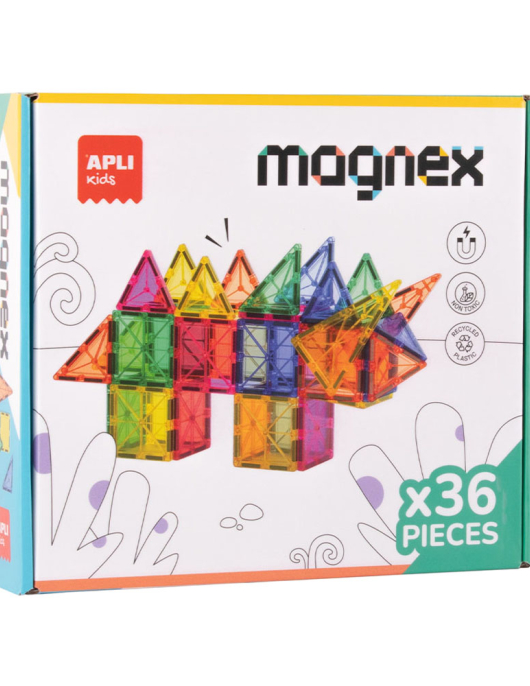 Jogo Blocos Magnéticos Magnex Apli 36 peças