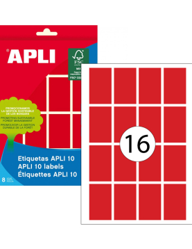 Etiquetas 025x040mm 8Fls A5 Vermelho Apli 125un