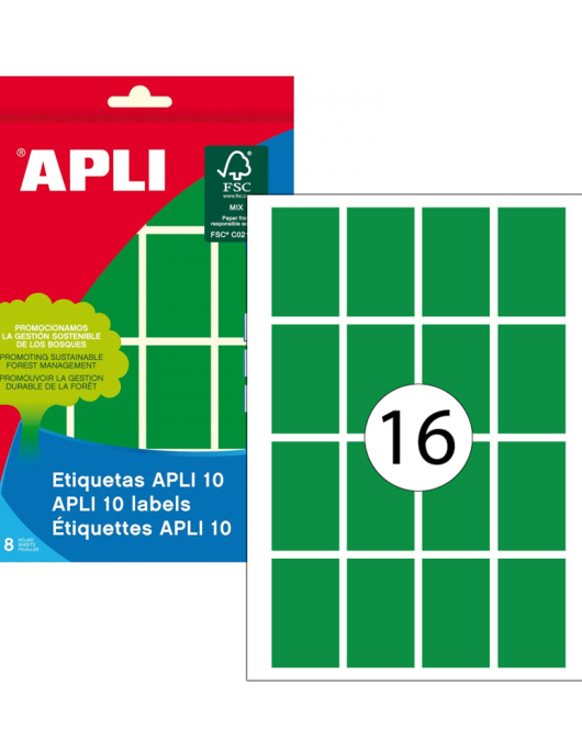Etiquetas 025x040mm 8Fls A5 Verde Apli 128un