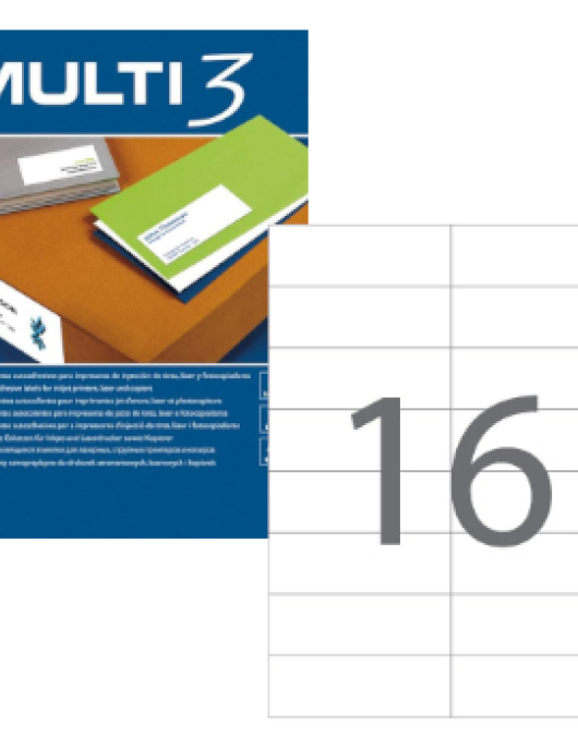 Etiquetas 105x037mm 100Fls A4 Multi3 1600un