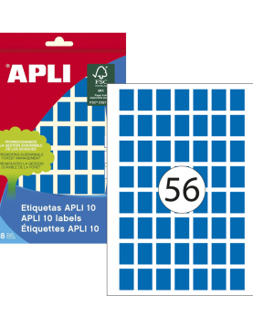 Etiquetas 012x018mm 8Fls Azul Apli 448un